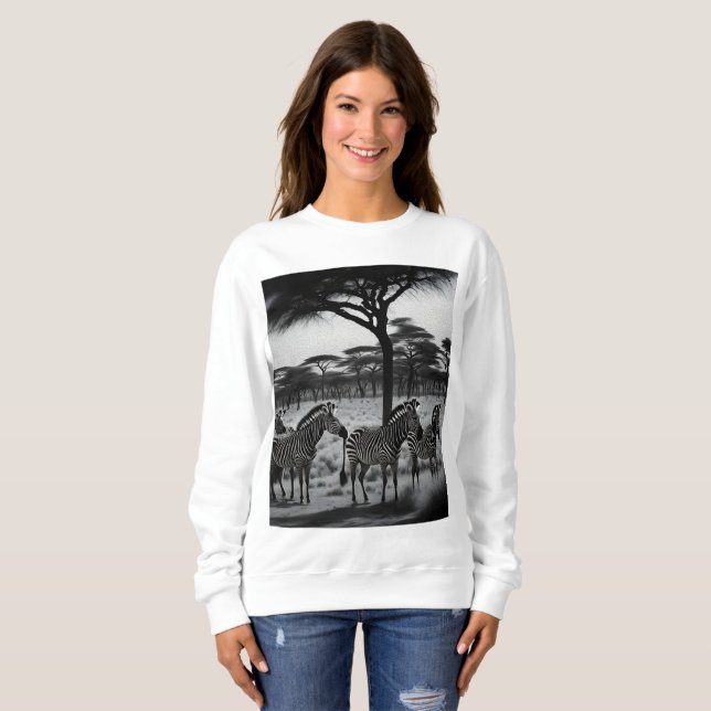 Zebröder i Afrika Oil Paint, Dam Sweatshirt T Shirt (Hel framsida)