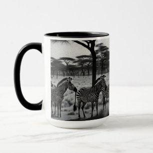 Zebröder i Afrika Oljefärg, kaffe Mugg