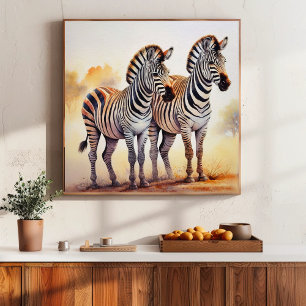 Zebröder i Safari Serene African Wildlife Art Poster