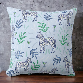 Zebröder Martinis Foliage Preppy Decor Blue Kudde