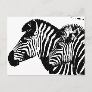 Zebröder Modern svart och vit popkonsmall. Vykort