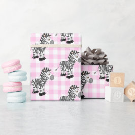 Zebröder på Rosa Gingham Presentpapper