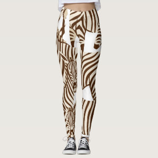 Zebröder, vild savanna, sömlös mönster leggings