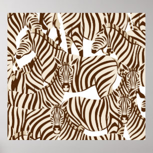 Zebröder, vild savanna, sömlös mönster poster