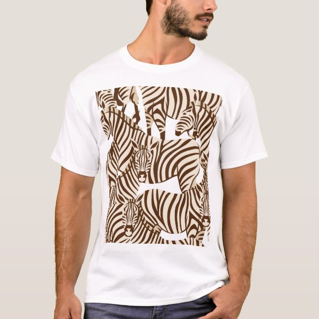 Zebröder, vild savanna, sömlös mönster t shirt (Framsida)