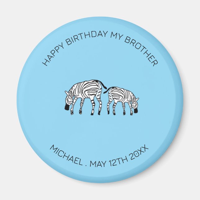 Zebröderna Brother Birthday, Cute och Lycklig Keny Magnet (Framsidan)