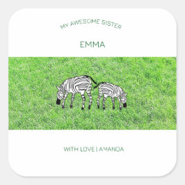 Zebröderna fantastisk, Cute och Lycklig Fyrkantigt Klistermärke