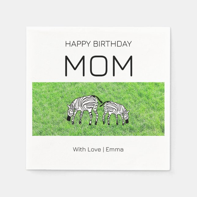 Zebröderna grattis på födelsedagen, Mamma, Cute oc Pappersservett (Framsidan)