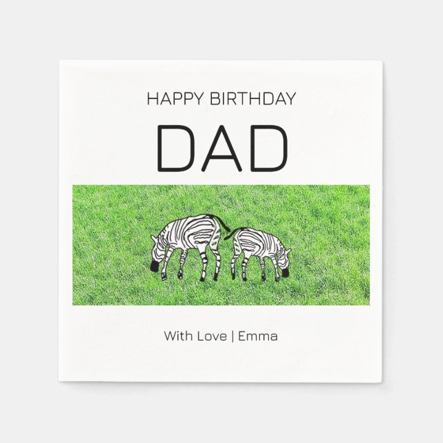 Zebröderna grattis på födelsedagen, Pappa, Cute oc Pappersservett (Framsidan)