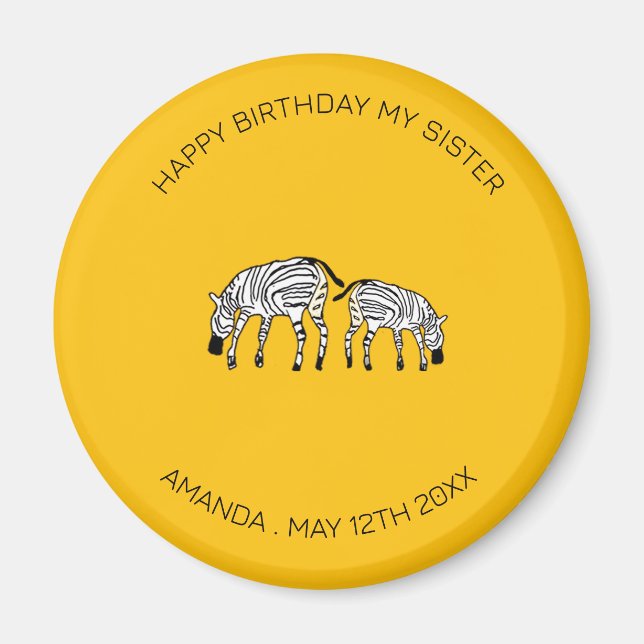 Zebröderna Syster Birthday, Cute och Lycklig Kenya Magnet (Framsidan)
