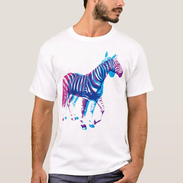 Zebror - blått & lilor t-shirt (Framsida)