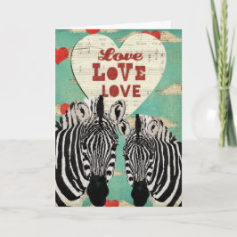 Zebror Heart Valentine Card Helgkort