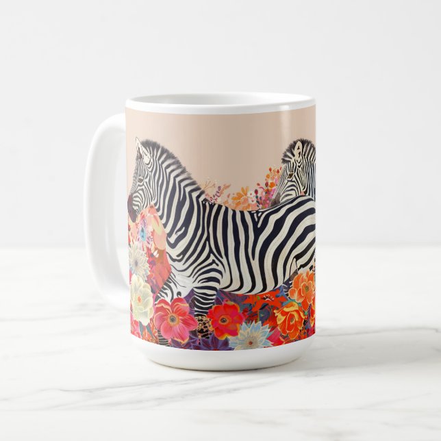Zebror i blommor kaffemugg (Framsida vänster)