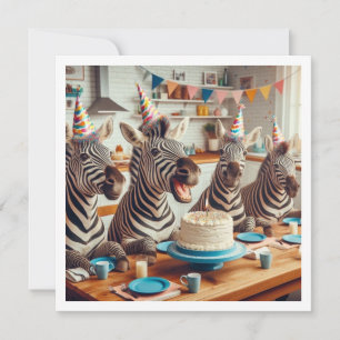 Zebror som firar, zebra födelsedagsinbjudan inbjudningar