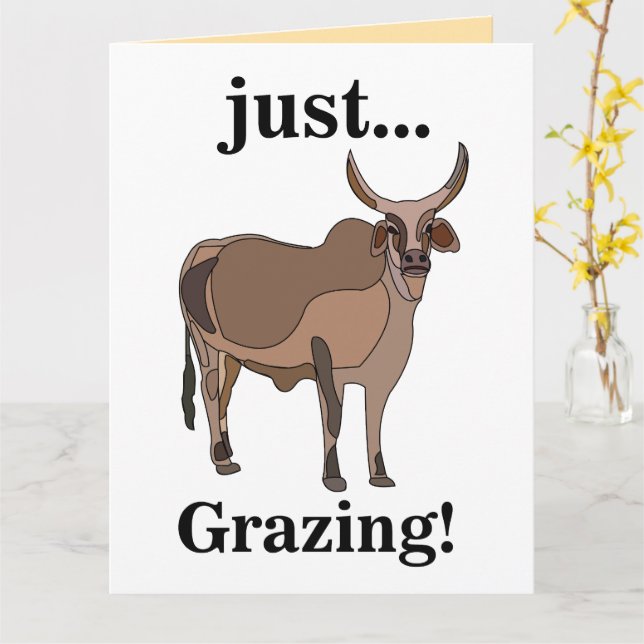 Zebu Nötkreatur Ko Djur Kort (Gul blomma)