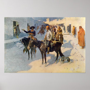 Zebulon Pike som skriver in Santa Fe Poster