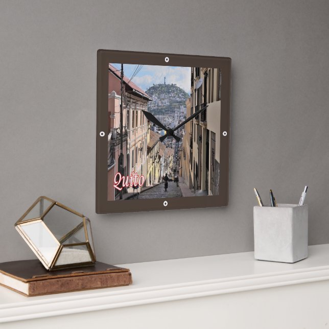 zEC009 QUITO, Old Town, America Fyrkantig Klocka (Kontor)