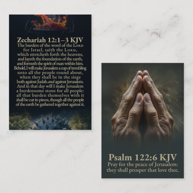 Zechariah 12:1-10 and Psalm 122:6 KJV Card Visitkort (Fram/baksida)
