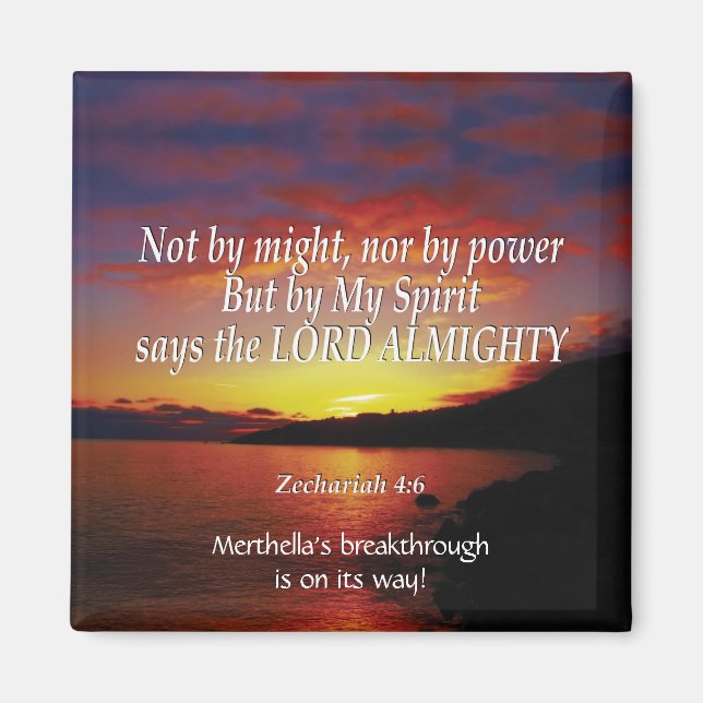Zechariah 4:6 INTE PER MIGHT Personlig Anpassnings Magnet (Framsidan)