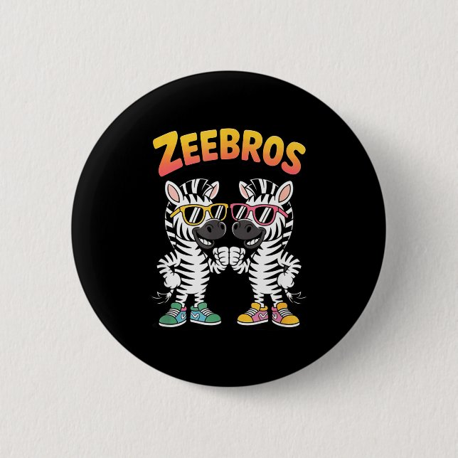 Zeebros Cute Zebra Duo Design For Zebros Lovers  Knapp (Framsida)