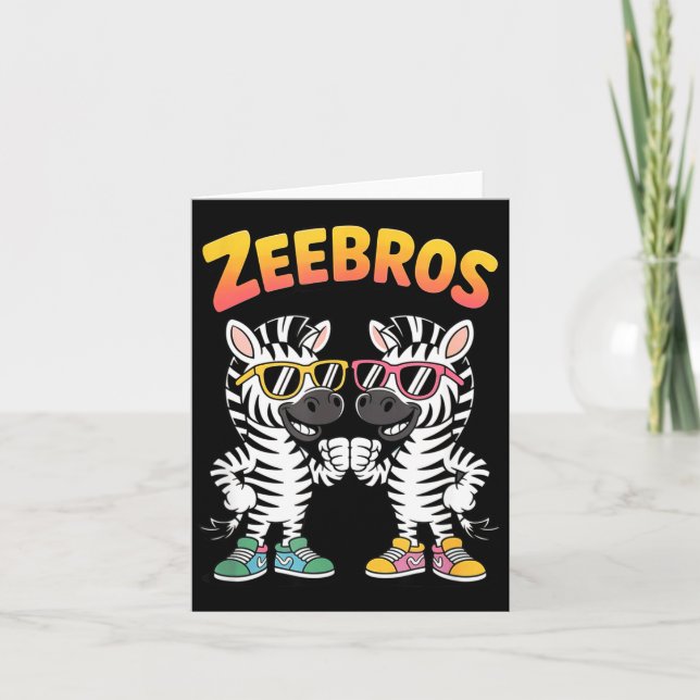 Zeebros Cute Zebra Duo Design For Zebros Lovers  Kort (Framsida)