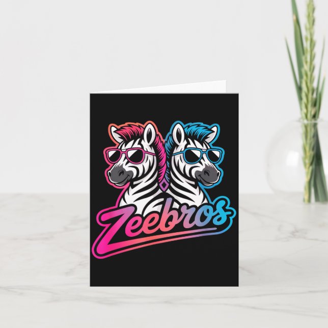 Zeebros Cute Zebra Duo Design For Zebros Lovers  Kort (Framsida)