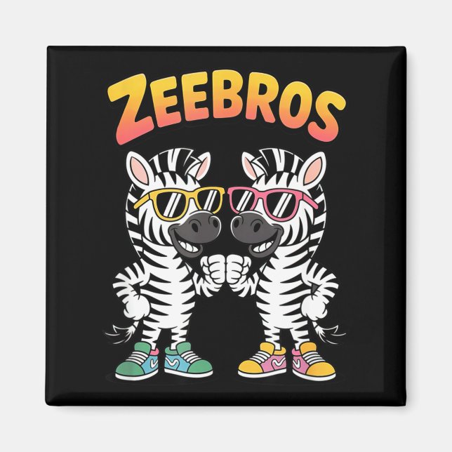 Zeebros Cute Zebra Duo Design For Zebros Lovers  Magnet (Framsidan)