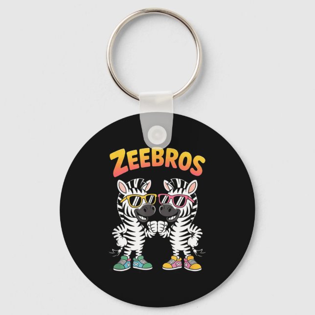Zeebros Cute Zebra Duo Design For Zebros Lovers  Nyckelring (Framsida)