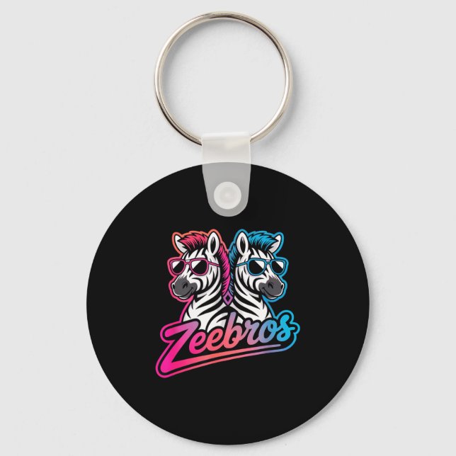 Zeebros Cute Zebra Duo Design For Zebros Lovers  Nyckelring (Framsida)