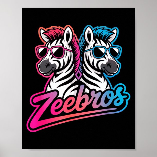 Zeebros Cute Zebra Duo Design For Zebros Lovers  Poster (Framsidan)