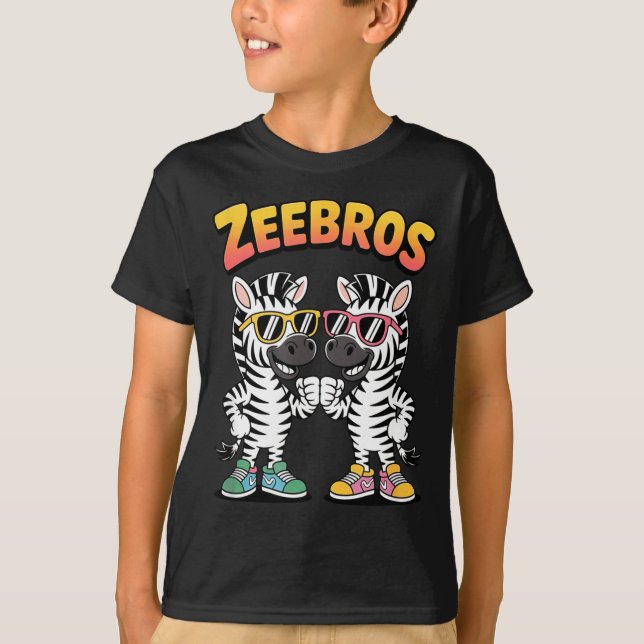 Zeebros Cute Zebra Duo Design For Zebros Lovers  T Shirt (Framsida)