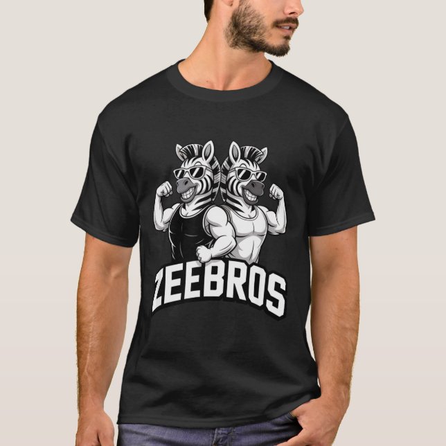 Zeebros Cute Zebra Duo Design For Zebros Lovers  T Shirt (Framsida)
