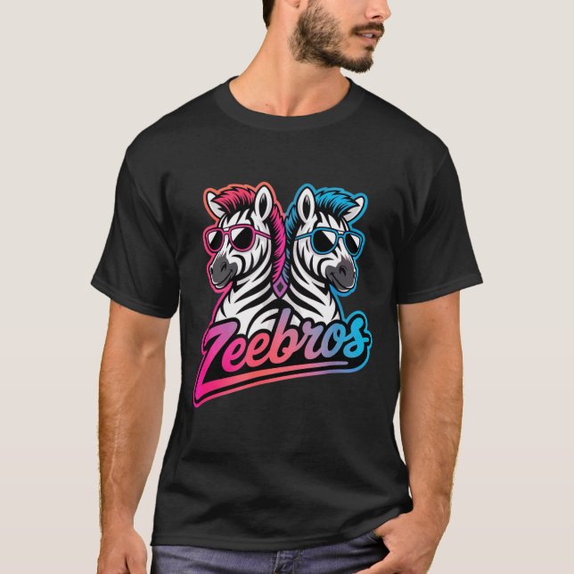 Zeebros Cute Zebra Duo Design For Zebros Lovers  T Shirt (Framsida)