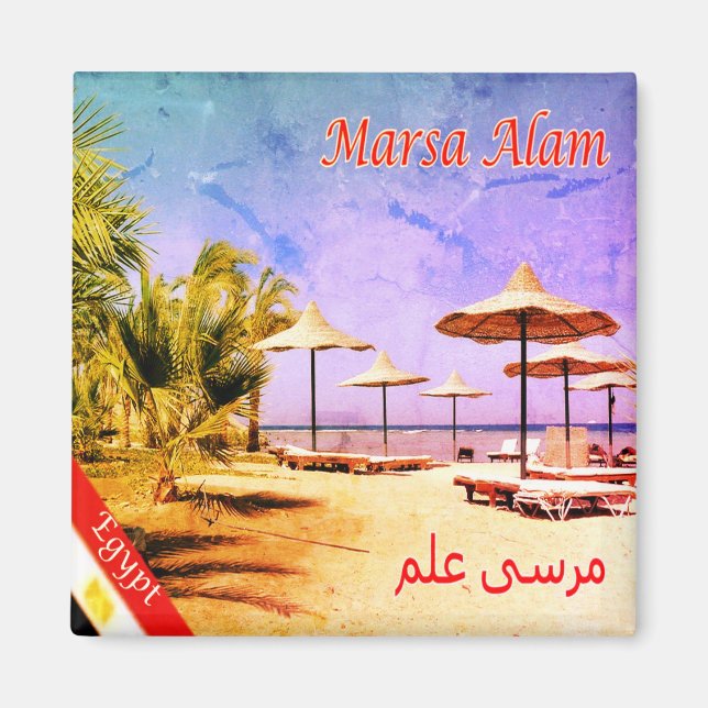 zEG025 MARSA ALAM strand, Egypten, Röda havet, Fri Magnet (Framsidan)