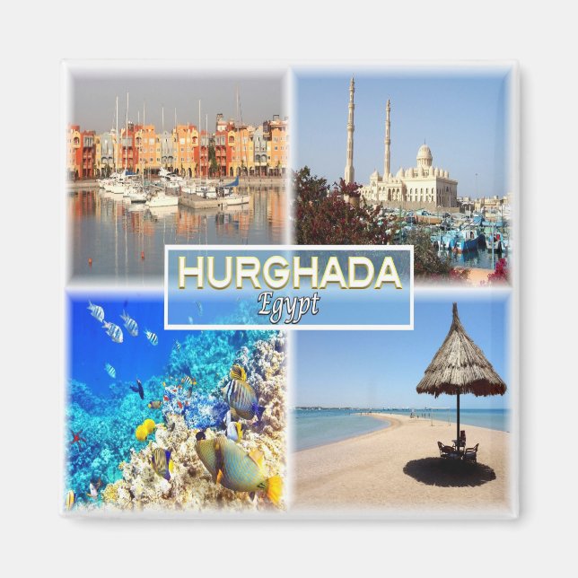 zEG062-mosaik av HURGHADA i Egypten Red Sea, Fridg Magnet (Framsidan)