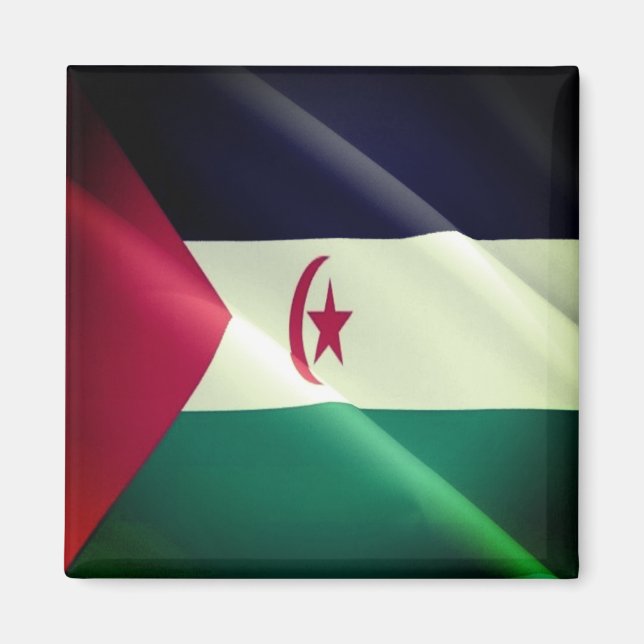 zEH002 WESTERN SAHARA, Wave Flagga, Afrika, Fridge Magnet (Framsidan)