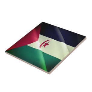 zEH002 WESTERNA SAHARA, Wave Flagga, Afrika Kakelplatta