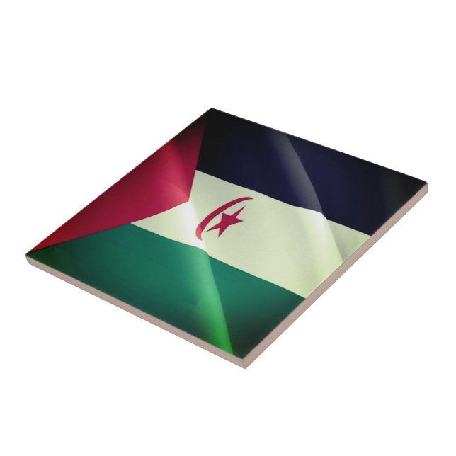 zEH002 WESTERNA SAHARA, Wave Flagga, Afrika Kakelplatta (Sidan)
