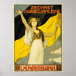 ZEICHNET KRIEGSANLEIHE Krig Bonds Österrike Ungern Poster