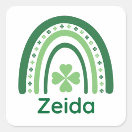 Zeida Namn Klöver Boho Rainbow Fyrkantigt Klistermärke