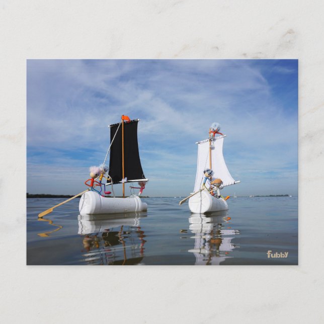 Zeilende Fubby's die op avontuur gaan. Vykort (Framsida)