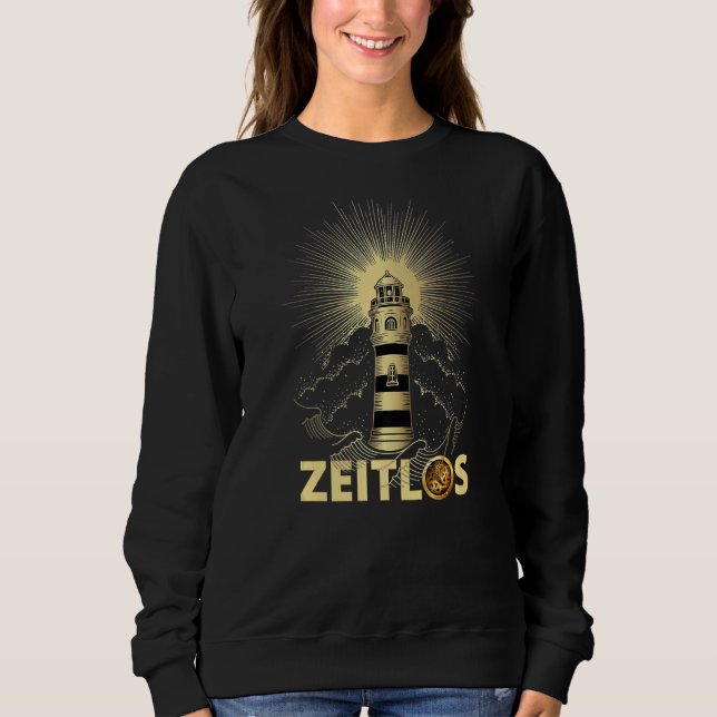 Zeitlos Timless Lighthouse Sol Clouds & Vågar T Shirt (Framsida)