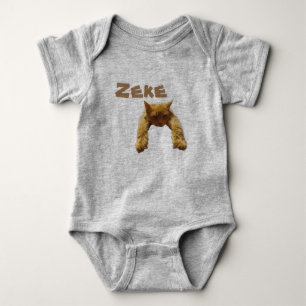 Zeke Namn Med Rolig Lat Cat, Baby Kroppsstrumpa T Shirt