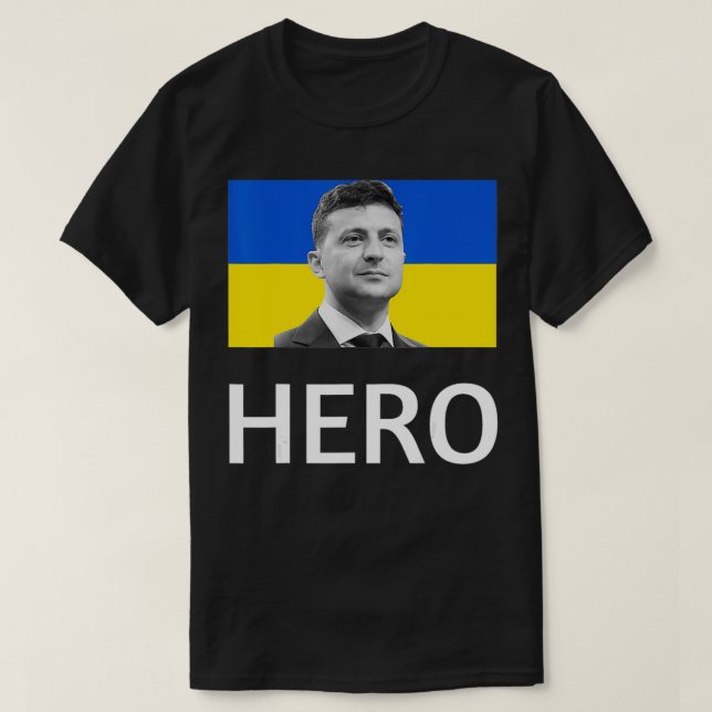 Zelensky Hero, Ukrainas Flagga, president Volodymy T Shirt (Design framsida)