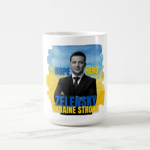 Zelensky Hope Hero Ukraina Strong   Kaffemugg