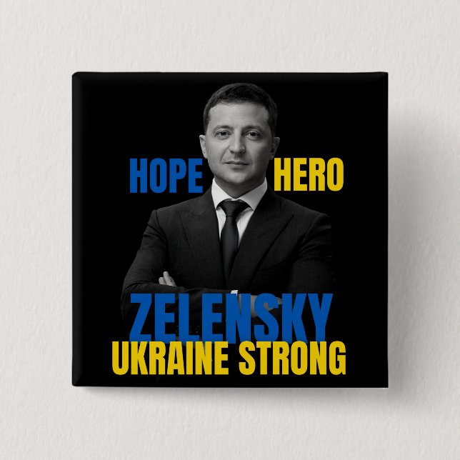 Zelensky Hope Hero Ukraina Strong Knapp (Framsida)