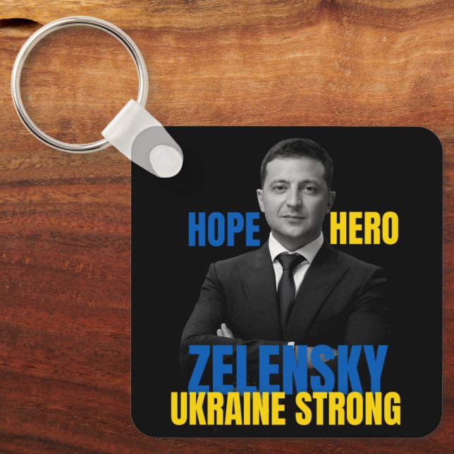 Zelensky Hope Hero Ukraina Strong Nyckelring (Framsida)