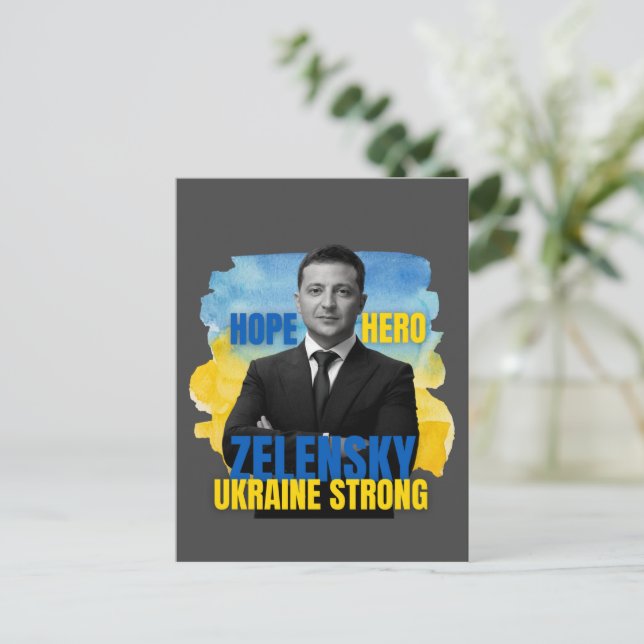 Zelensky Hope Hero Ukraine Strong  Vykort (Stående Fram)