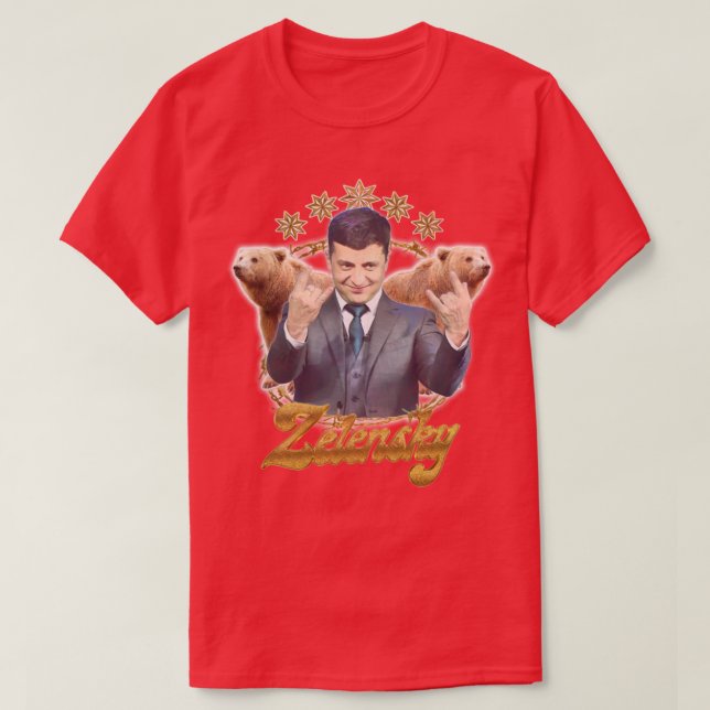 Zelensky Ukraina Retro Fläkt Art Design2 T Shirt (Design framsida)