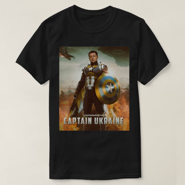 Zelenskykapten Ukraina Hero support ukraine ukra T Shirt (Design framsida)